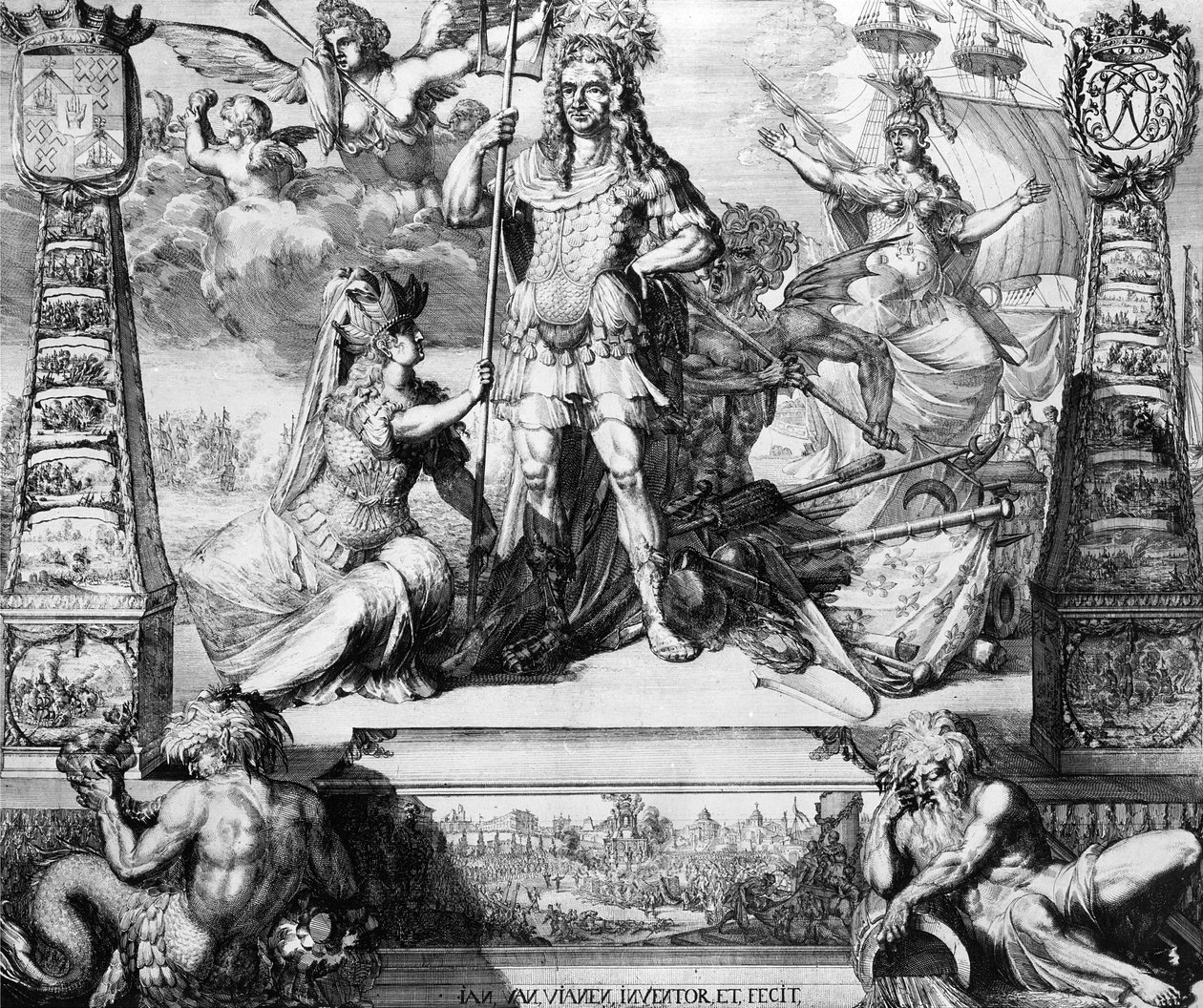 Allegorisch portret van Cornelis Tromp, 1688 door Jan van Vianen