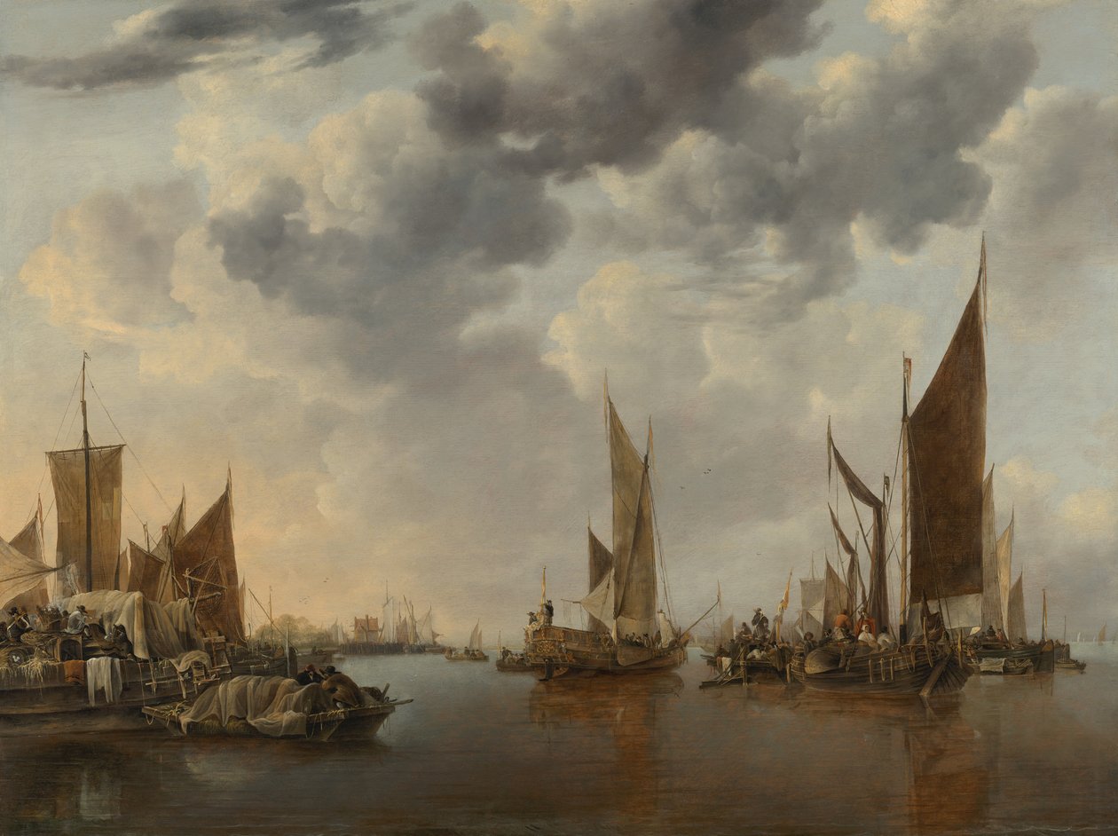 Zeegezicht met schepen door Jan van de Cappelle
