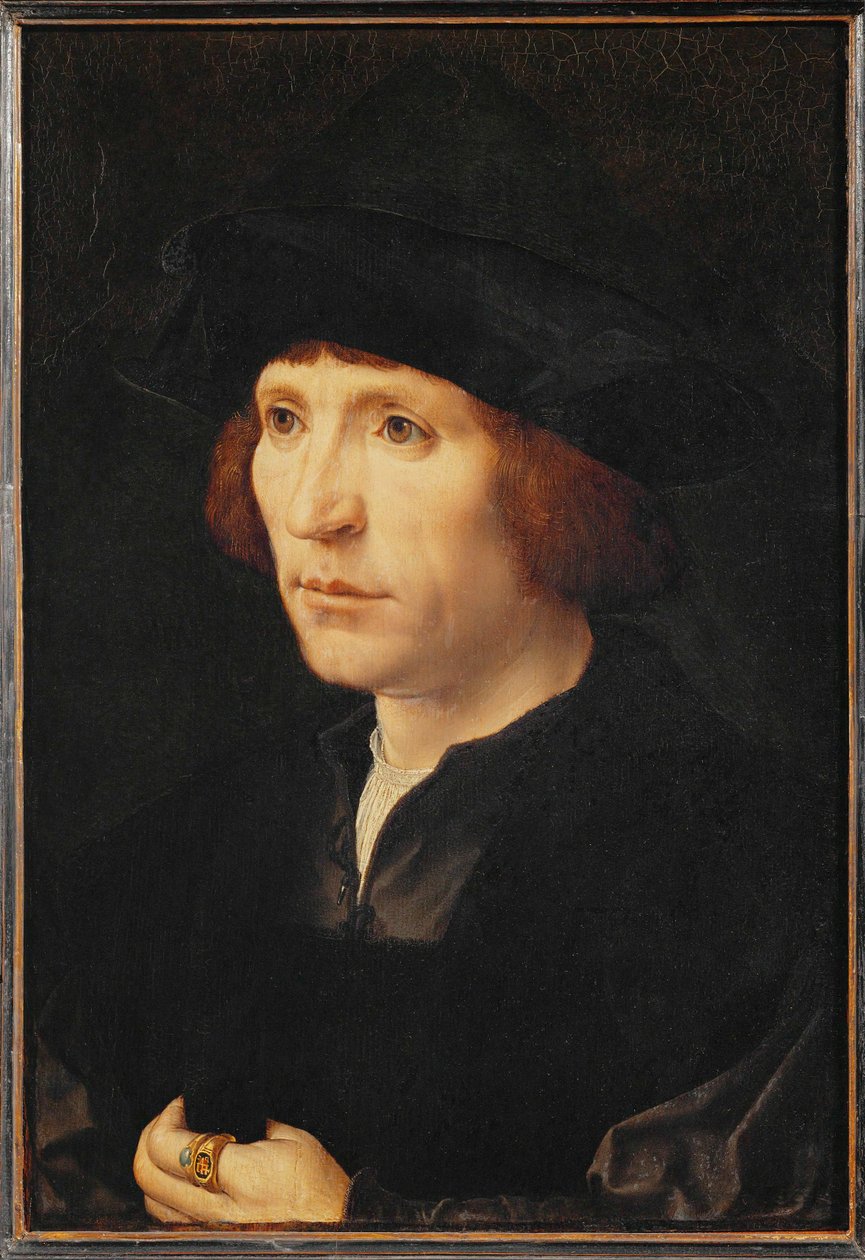 Portret man (schilderij op eikenhout) door Jan (c.1472-c.1533) Gossaert