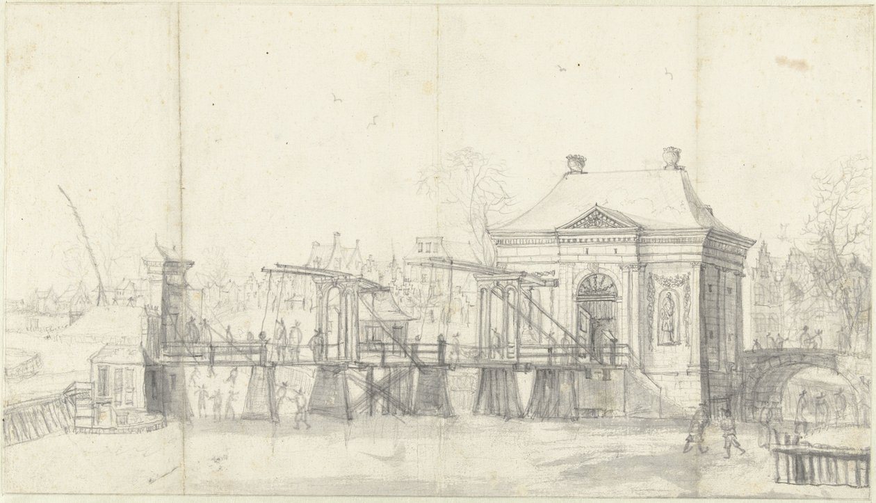 Heiligewegspoort te Amsterdam in de winter door Jan Abrahamsz. Beerstraten