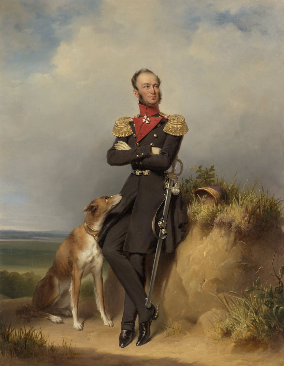 Portret van Willem II, Koning der Nederlanden door Jan Adam Janszoon Kruseman