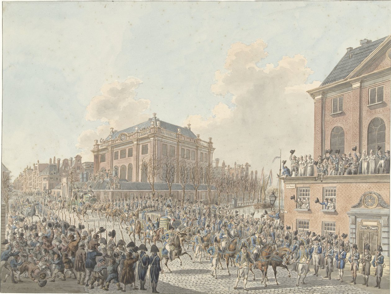 De inkomst te Amsterdam van Lodewijk Napoleon op 20 april 1808 door Jan Anthonie Langendijk Dzn (signed by artist)