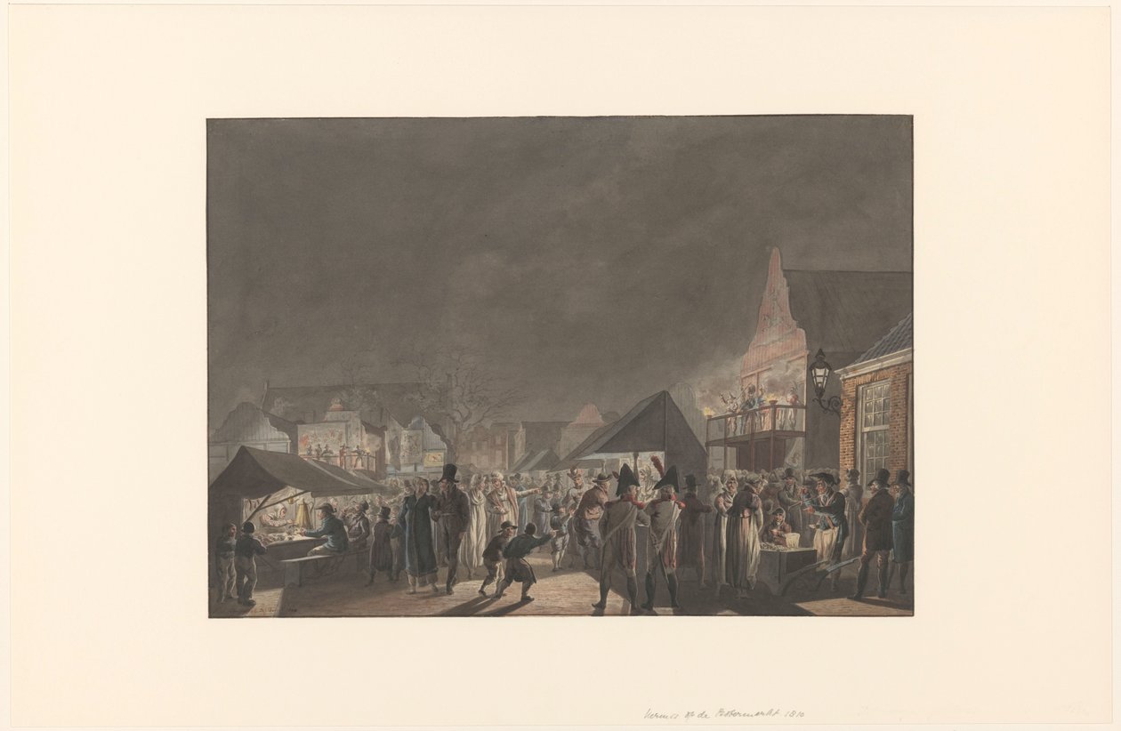 Kermis op de Botermarkt te Amsterdam, 1810 door Jan Anthonie Langendijk Dzn