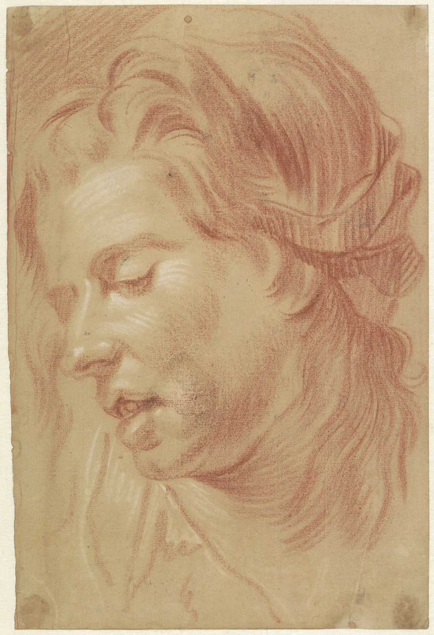 Hoofd van een vrouw met half-geopende mond door Jan Anton Garemyn