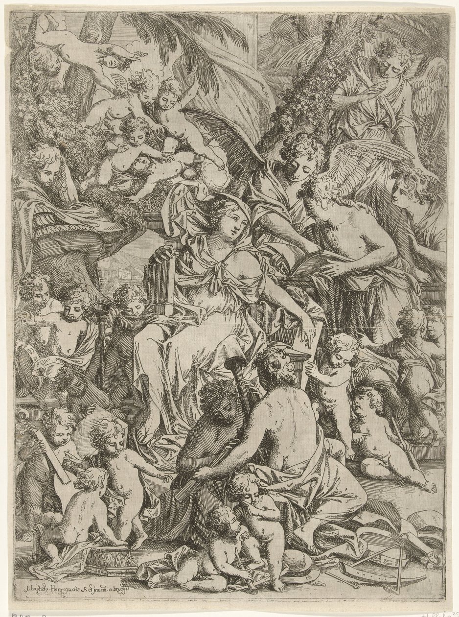 H. Cecilia met orgel in de hand door Jan Baptist Herregouts