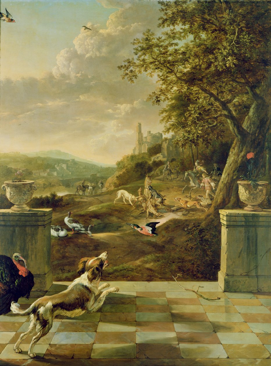 Jachtscène door Jan Baptist Weenix