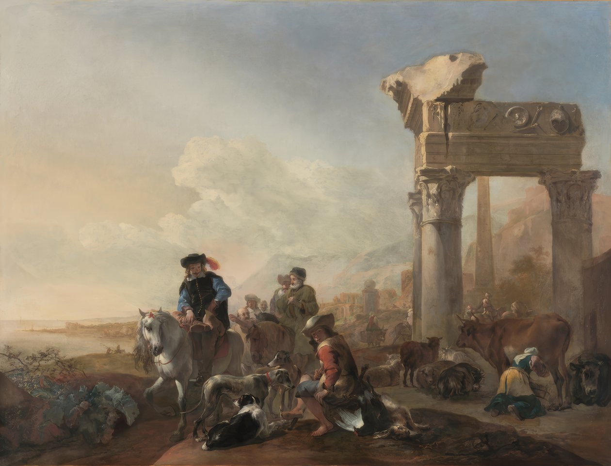 Jan Baptist Weenix / "Jagers bij de ruïnes", 1648 door Jan Baptist Weenix