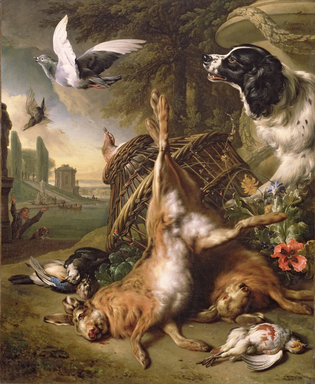 Stilleven met dood wild en hazen door Jan Baptist Weenix