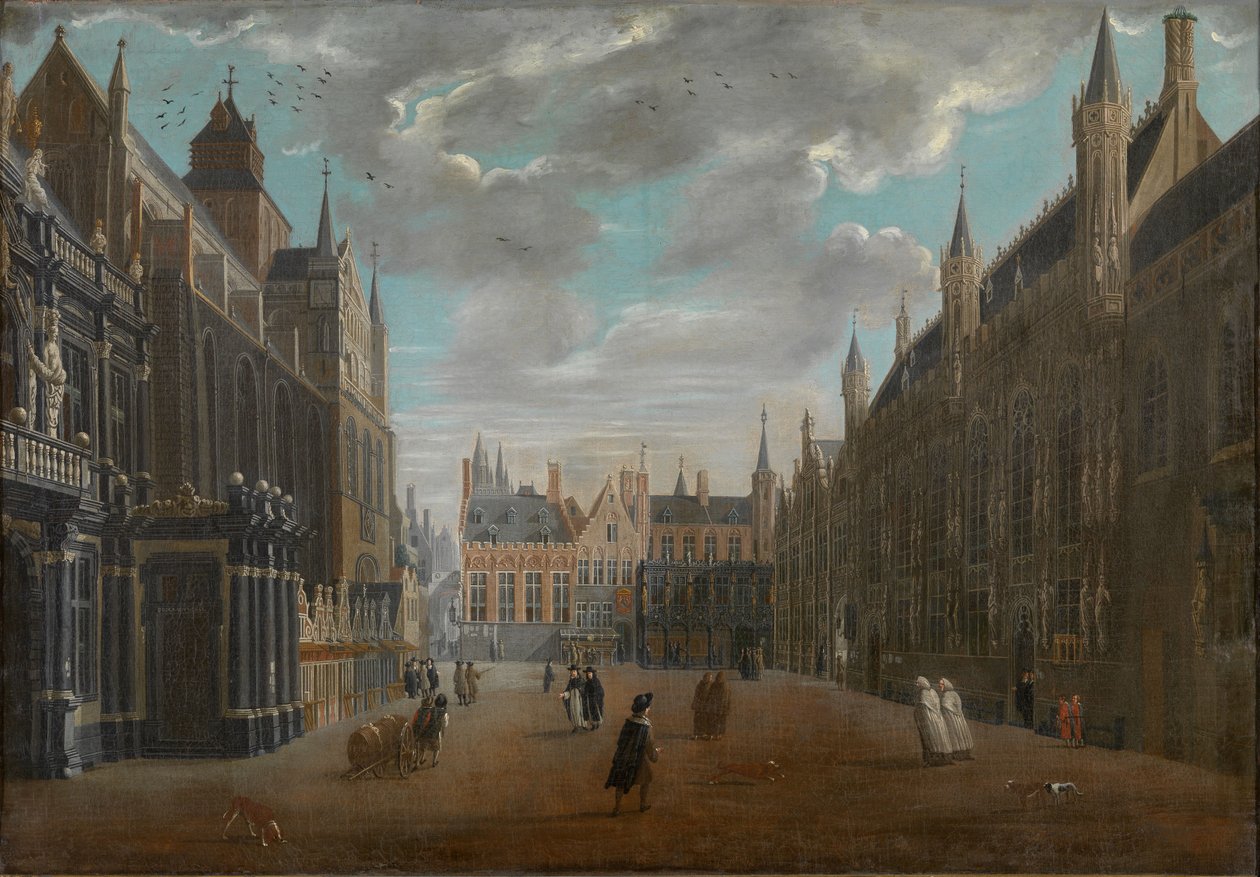 Burgplein in Brugge door Jan Baptist van Meunincxhove