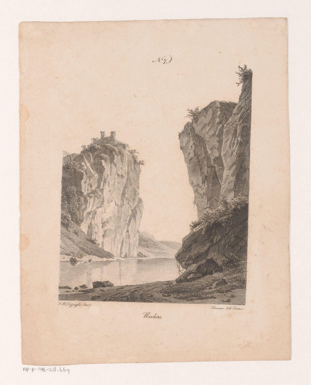 Rotsen langs het water door Jan Baptiste de Jonghe