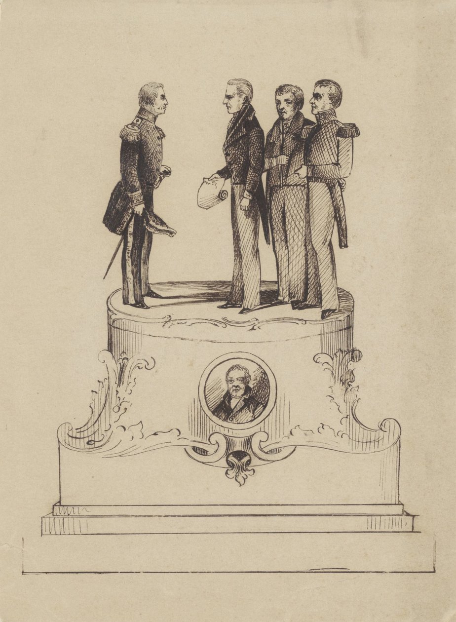 Ontwerp voor monument bij 50 jaar onafhankelijkheid van het Koninkrijk der Nederlanden in 1863 door Jan Bos