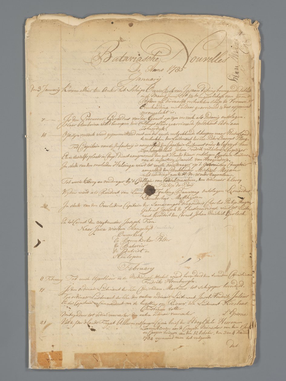 Bataviaasche nouvelles 1785 door Jan Brandes