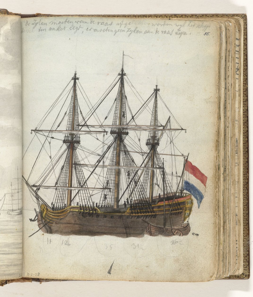 Oost-Indiëvaarder voor anker door Jan Brandes