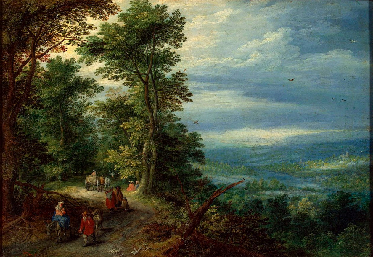 Rand van het Bos De Vlucht naar Egypte, 1610 door Jan Brueghel the Elder