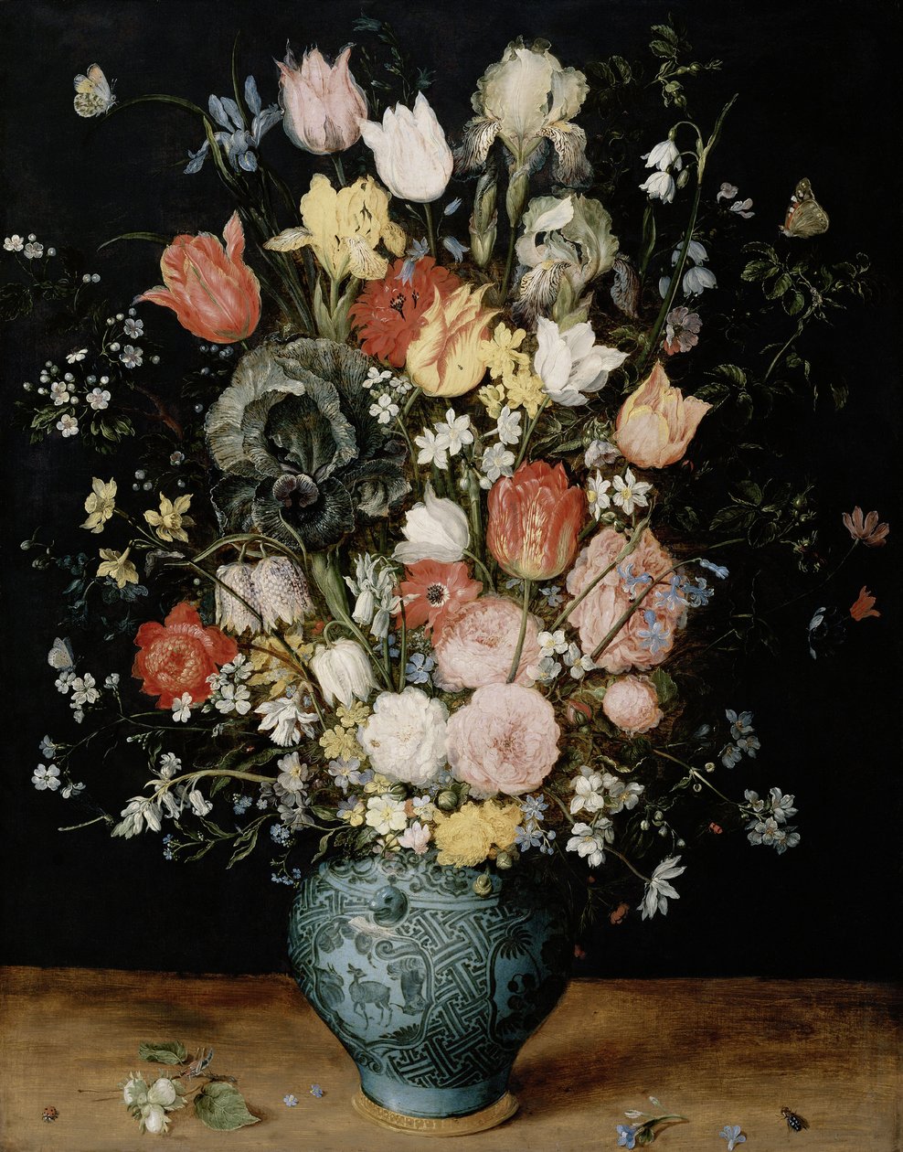 Bloemen in blauwe vaas, ca. 1608 door Jan Brueghel the Elder