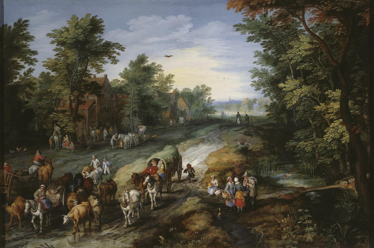 Weg in de omgeving van een stad door Jan Brueghel the Elder
