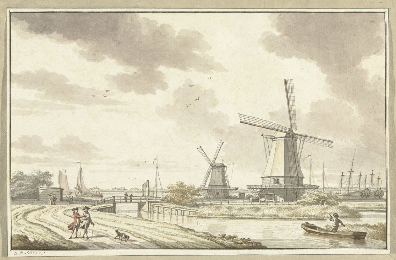 Gezicht aan de Zandhoek, buiten Haarlemmerpoort te Amsterdam door Jan Bulthuis