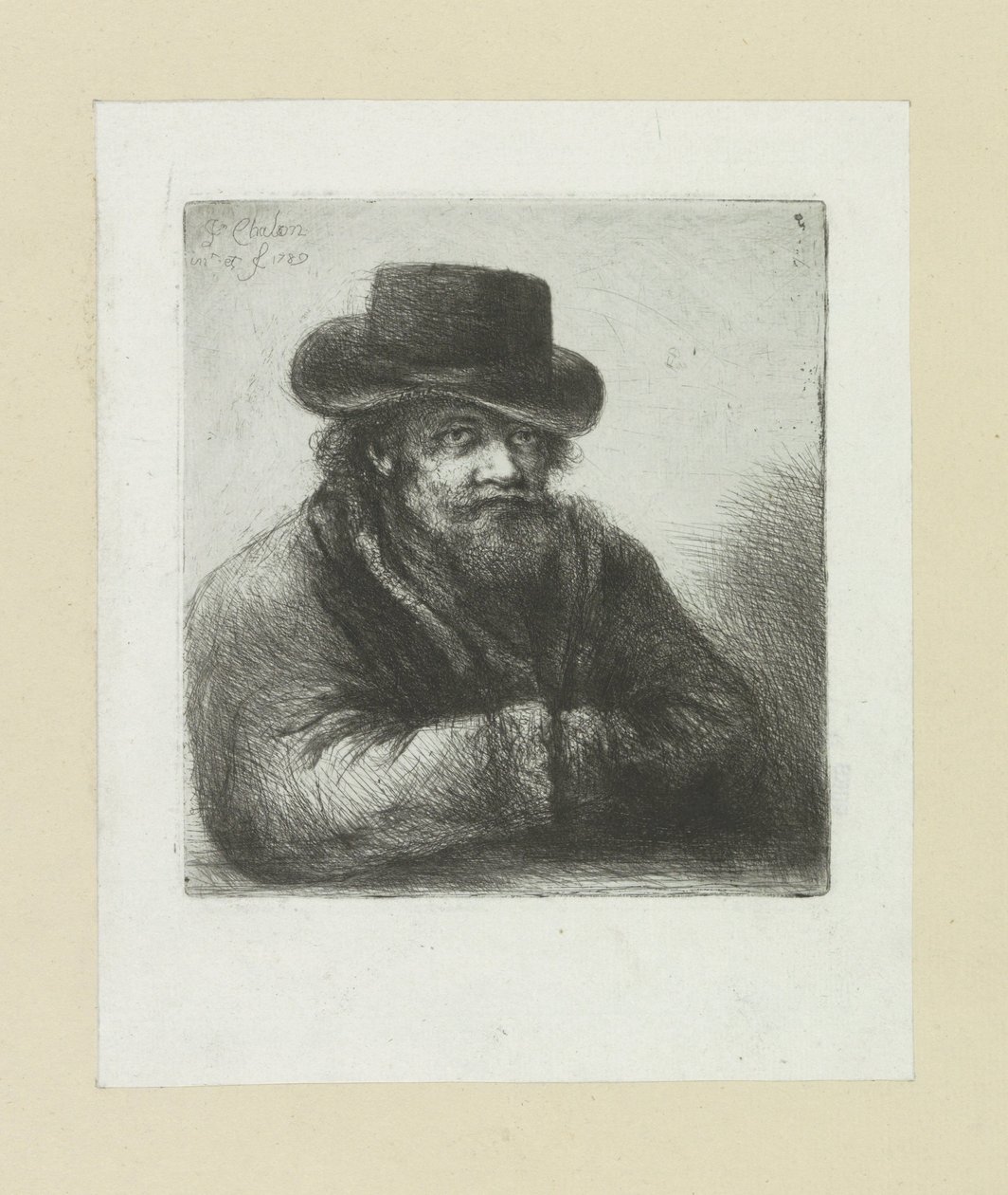 Oude man met baard en hoed door Jan Chalon