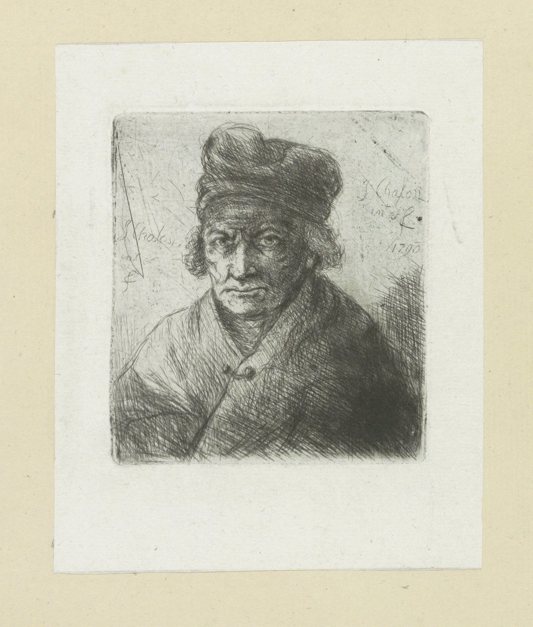 Oude man met muts door Jan Chalon
