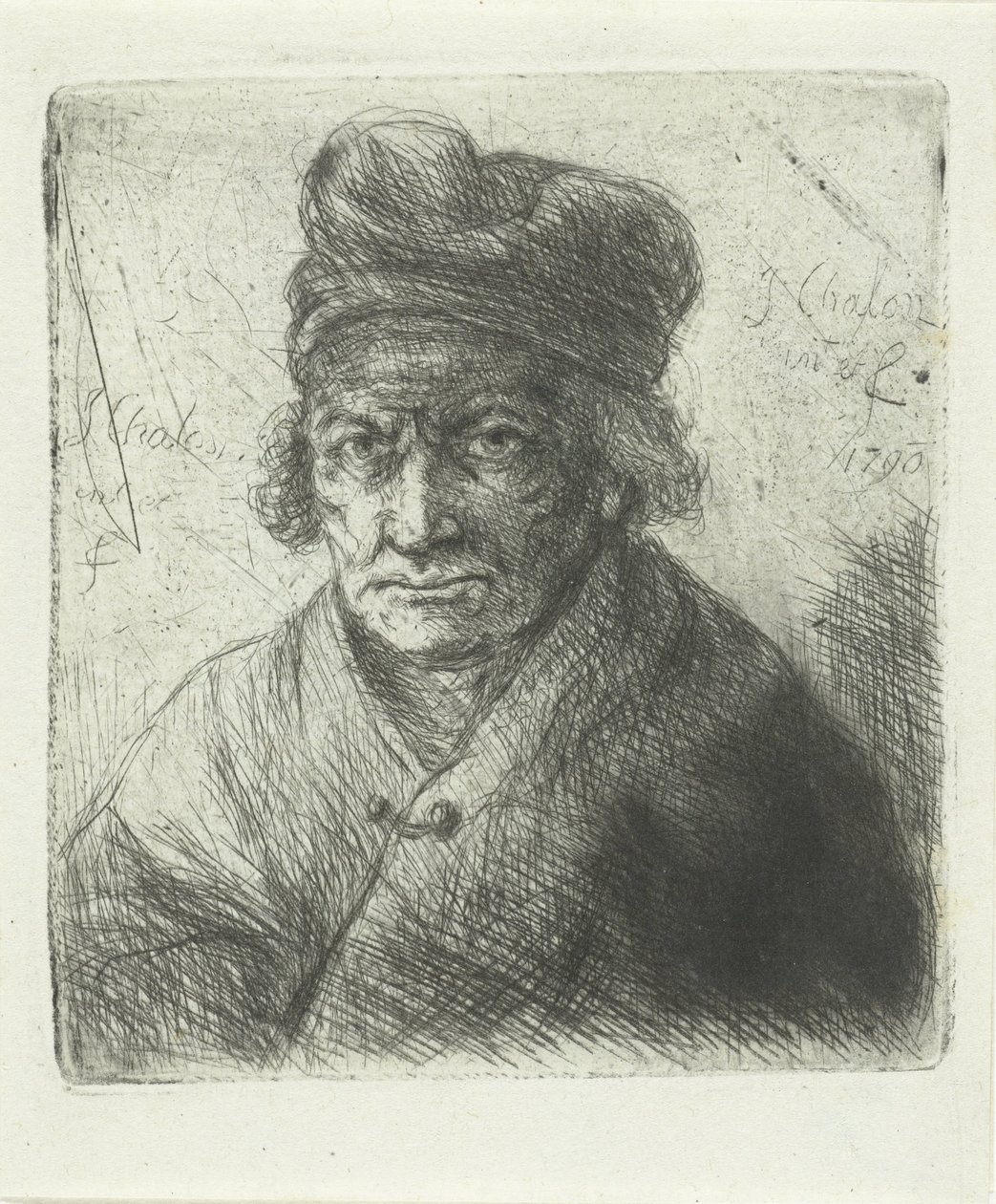 Oude man met muts door Jan Chalon