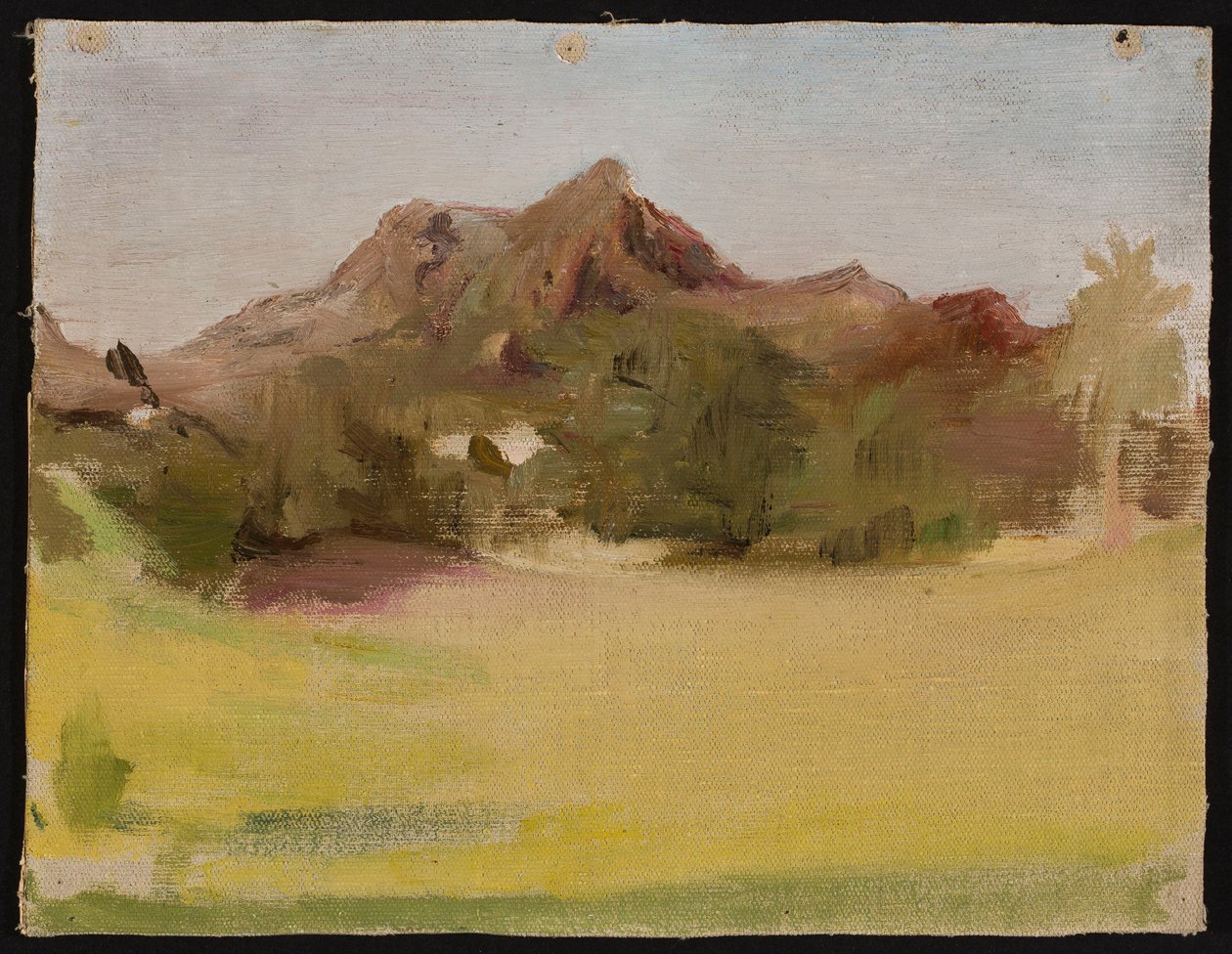 Landschaft mit Bergen. Aus der Reise nach Indien door Jan Ciągliński