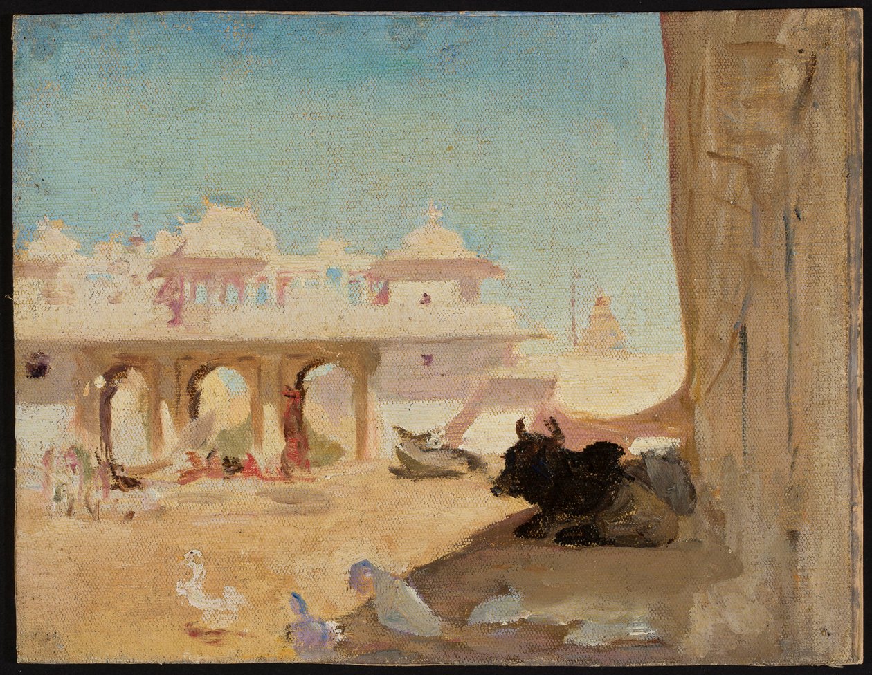 Binnenplaats van het paleis van de maharadja. Uit een reis naar India door Jan Ciągliński
