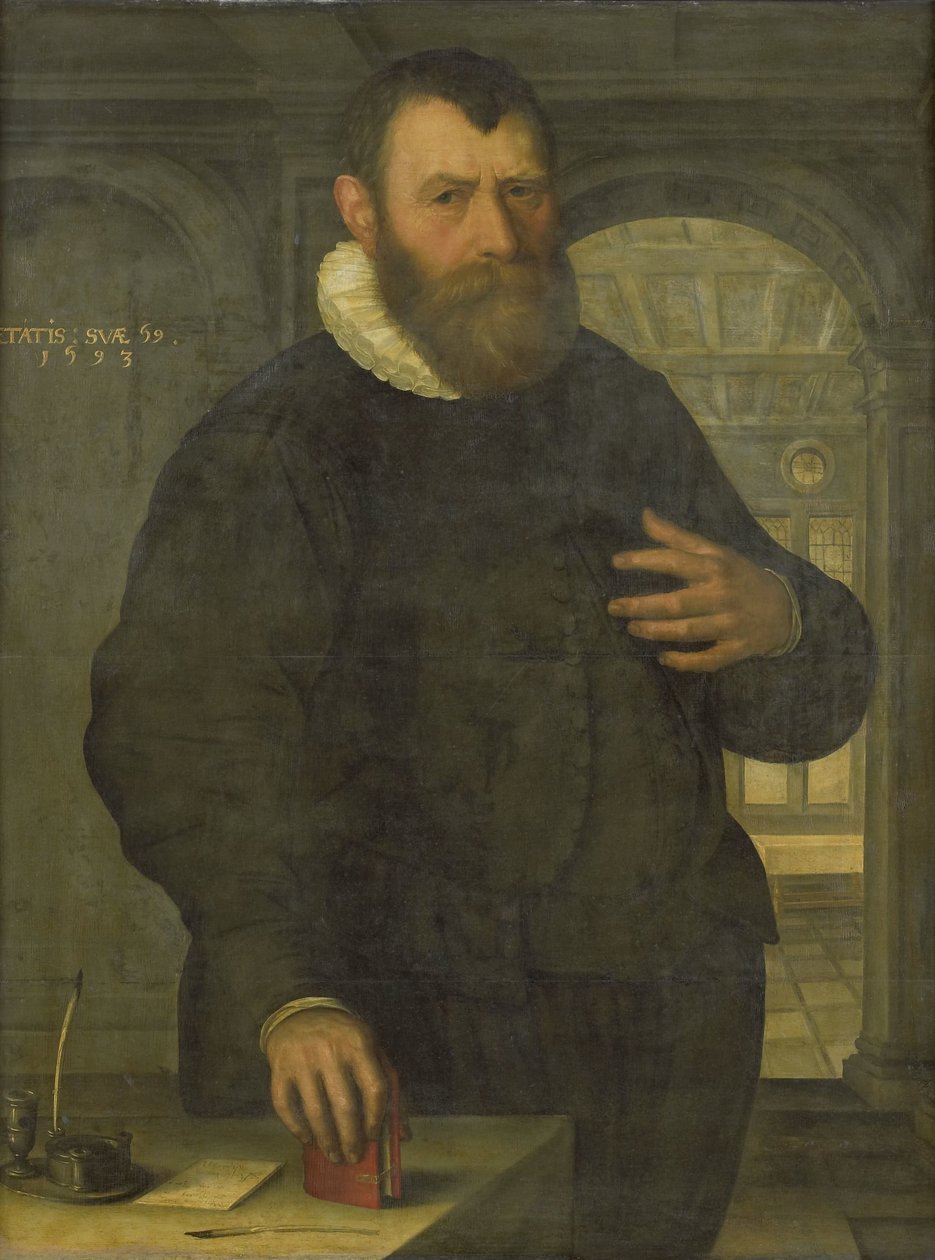 Portret van Bartholomeus van der Wiere (1534-1603) door Jan Claesz. (attributed to)