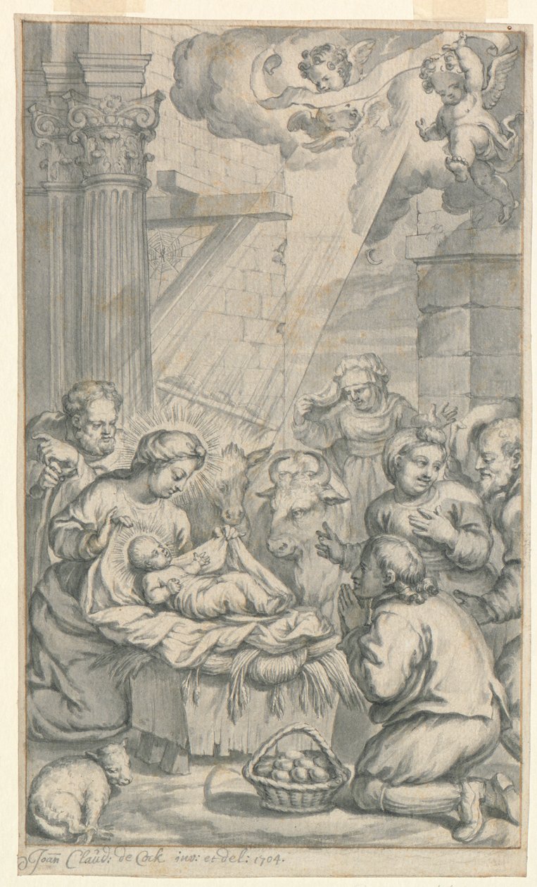 Aanbidding van de herders door Jan Claudius de Cock