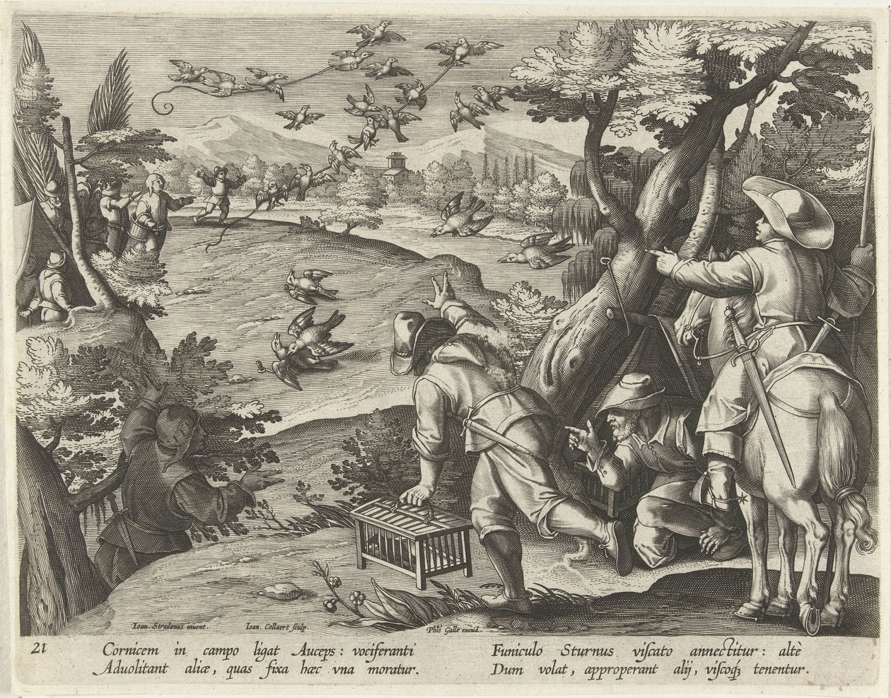 Jacht op kraaien en spreeuwen door Jan Collaert (II)