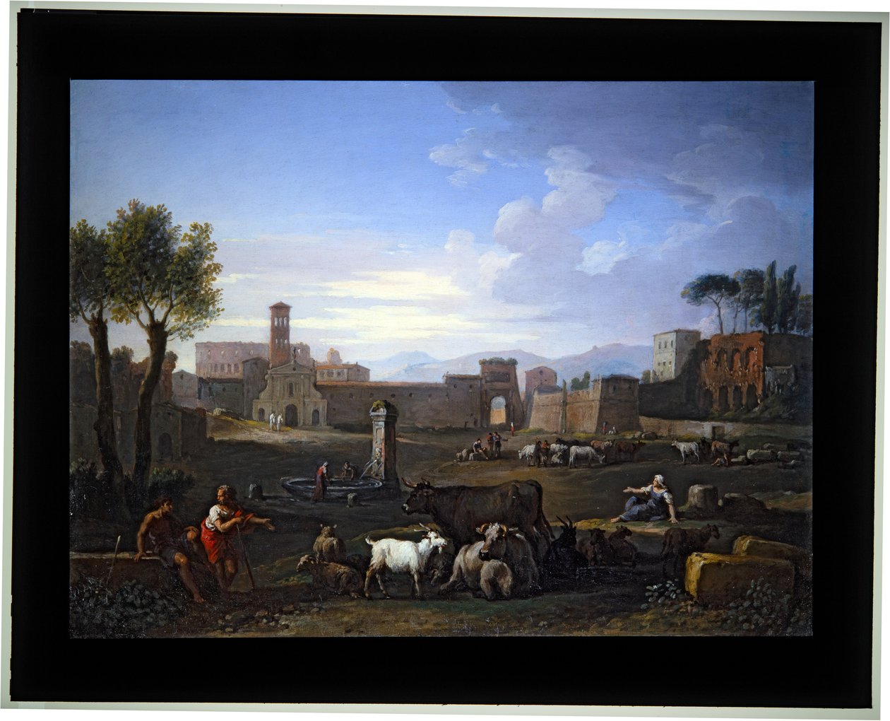 Set van Vier Capriccio; (1) Campo Vaccino door Jan Frans van (1662-1749) Bloemen