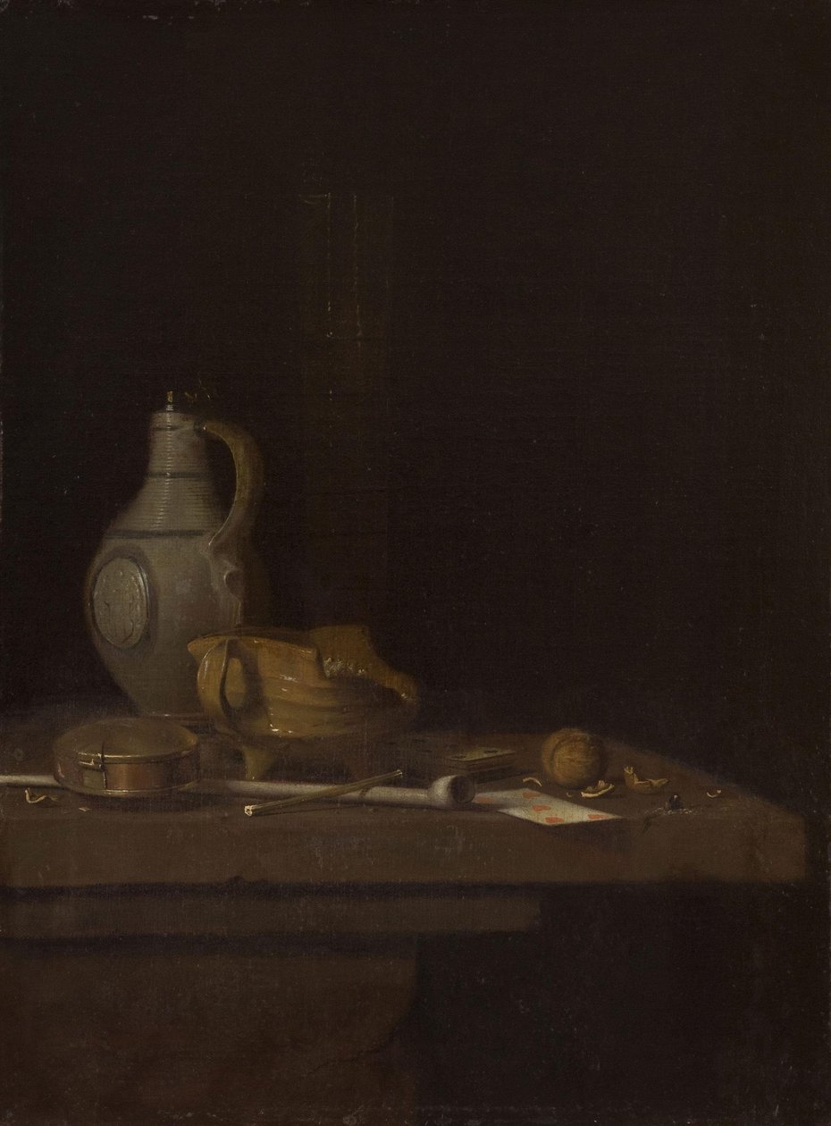 Stilleven met een aardewerken pot en een vuurkorf door Jan Fris