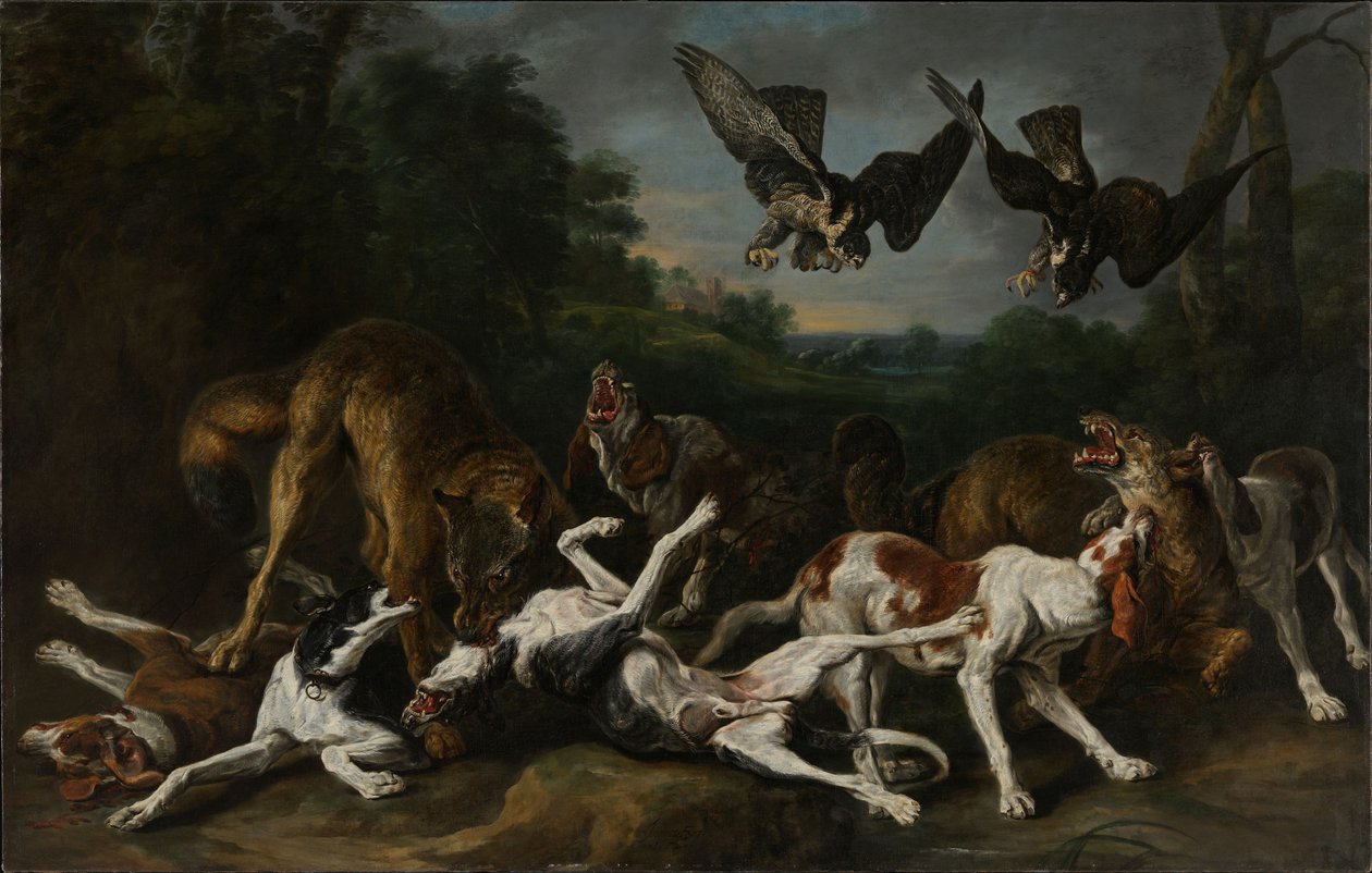 Gevecht tussen honden en wolven door Jan Fyt