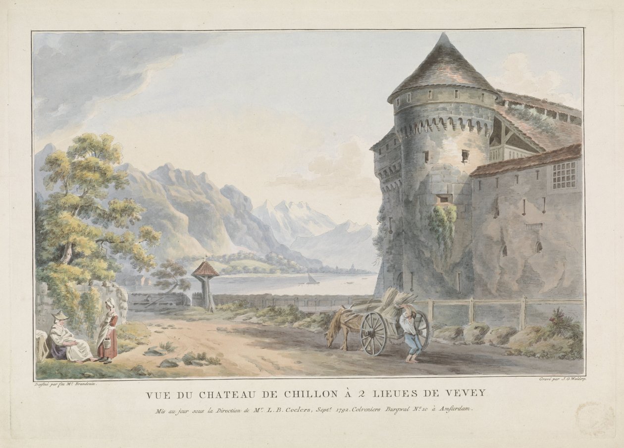 Gezicht op het kasteel van Chillon door Jan Gerard Waldorp