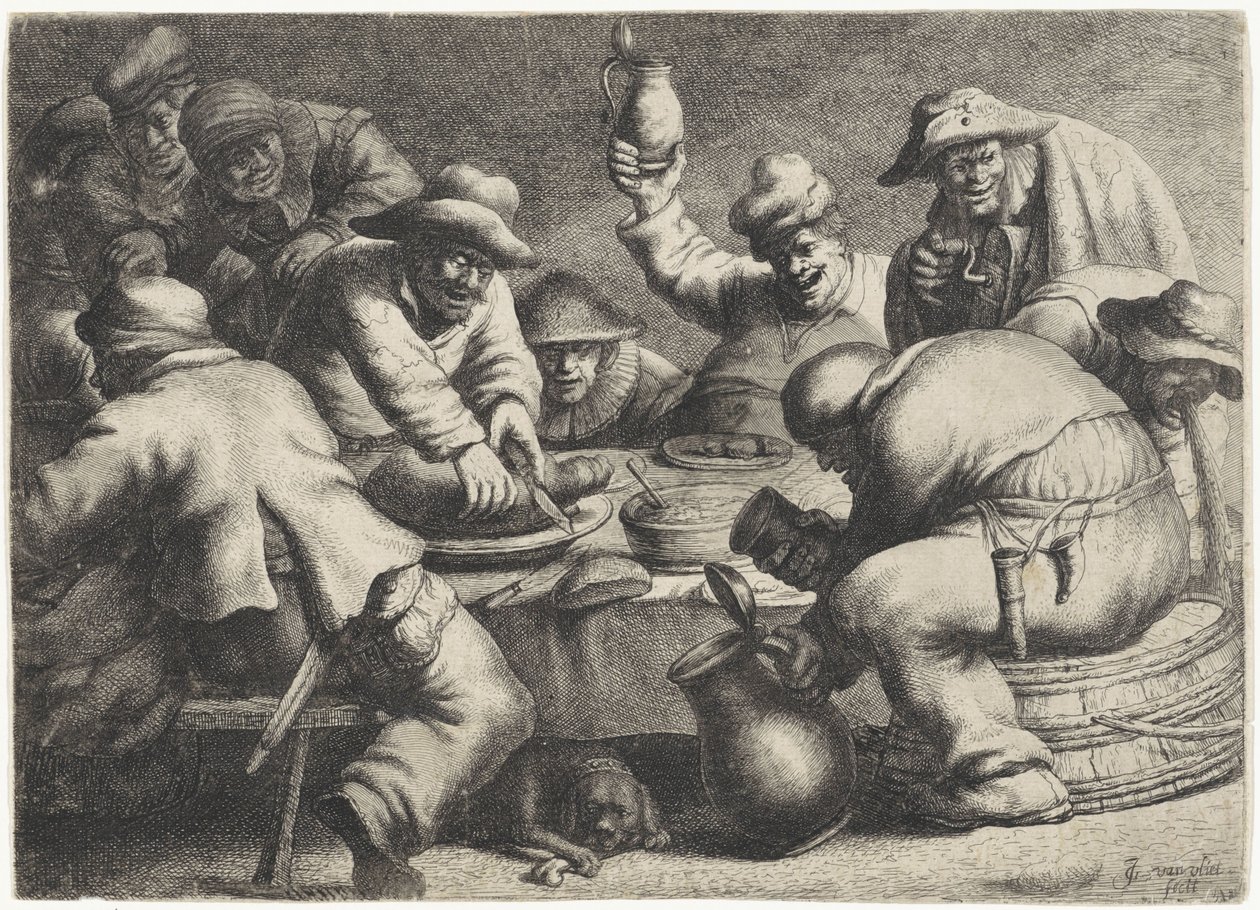 Boerenmaaltijd door Jan Gillisz. van Vliet