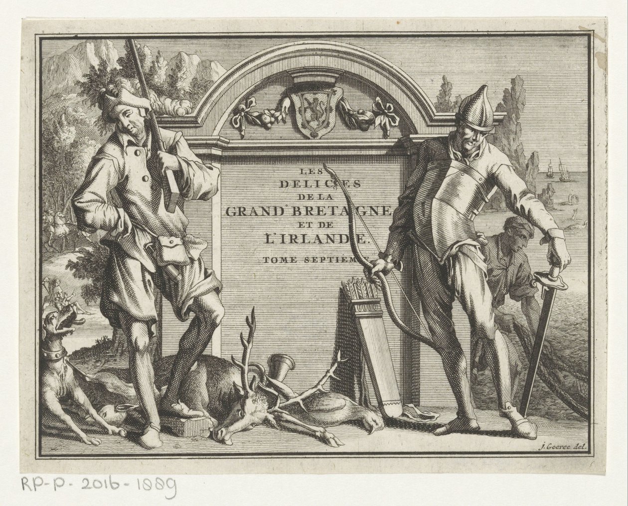 Twee jagers voor architecturale setting door Jan Goeree (possibly)