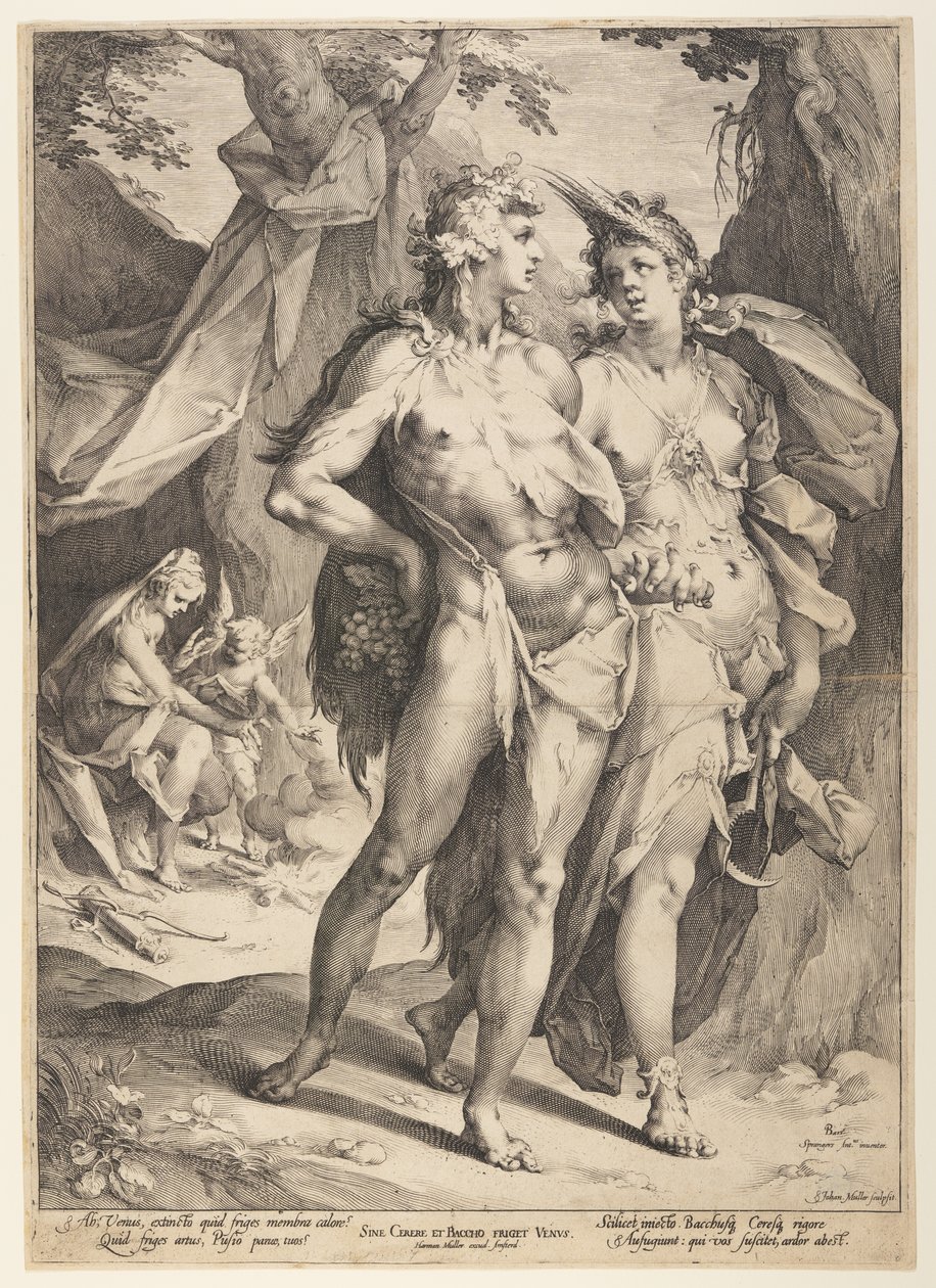 Bacchus en Ceres verlaten Venus (Sine Cerere et Baccho Friget Venus) door Jan Harmensz. Muller