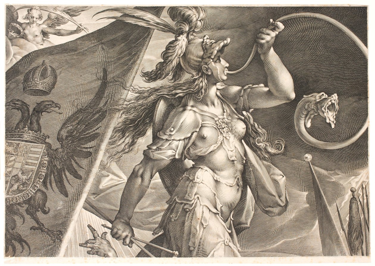 Bellona helpt het leger van de keizer bij een overwinning op de Turken door Jan Harmensz. Muller