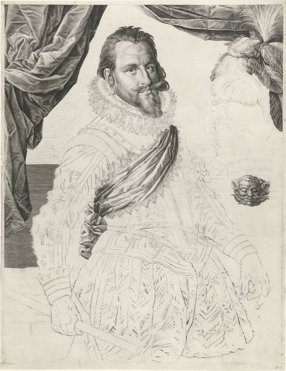 Portret van koning Christiaan IV van Denemarken en Noorwegen door Jan Harmensz. Muller