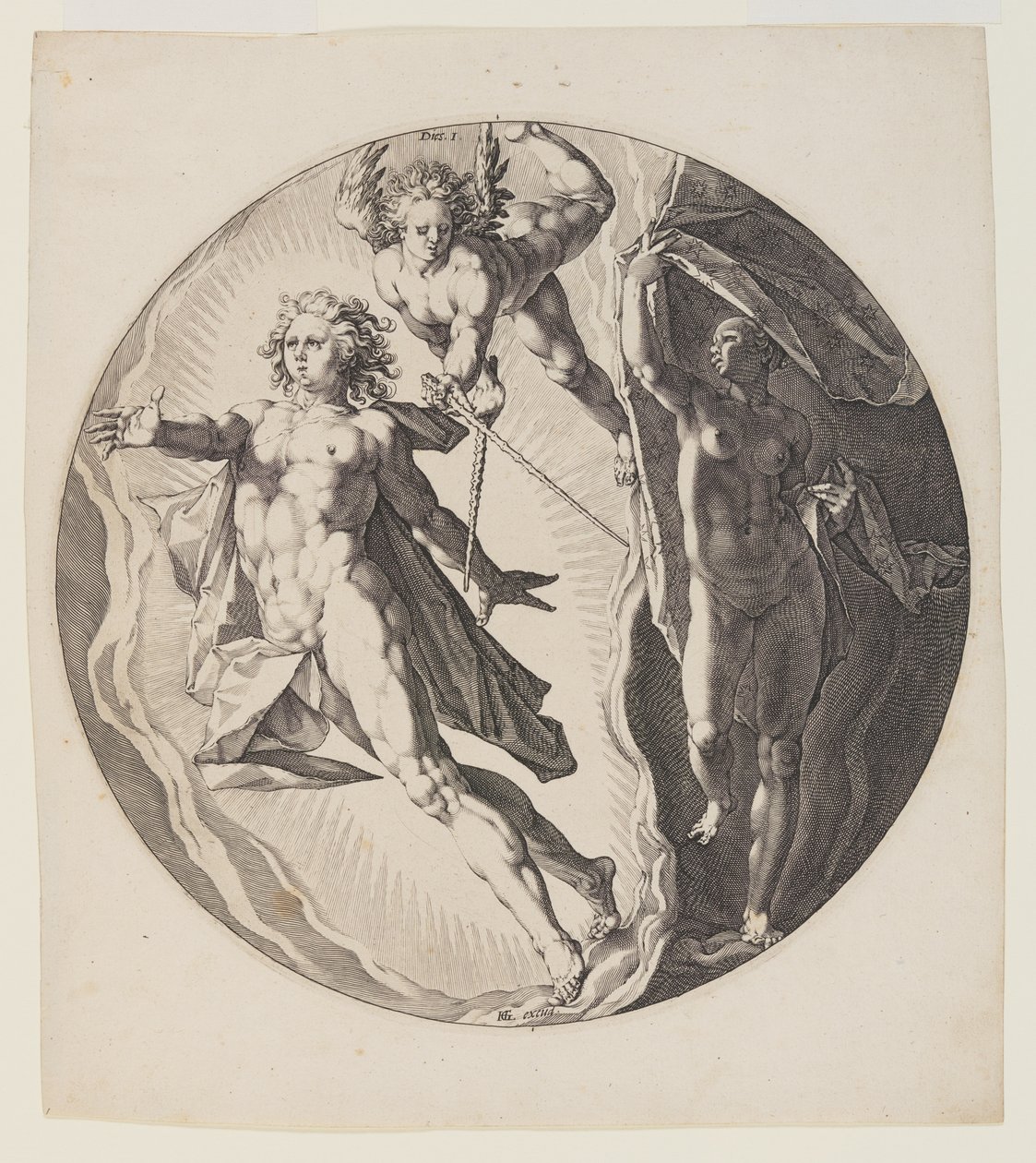 De eerste dag, plaat 2, uit Schepping van de wereld door Jan Harmensz. Muller