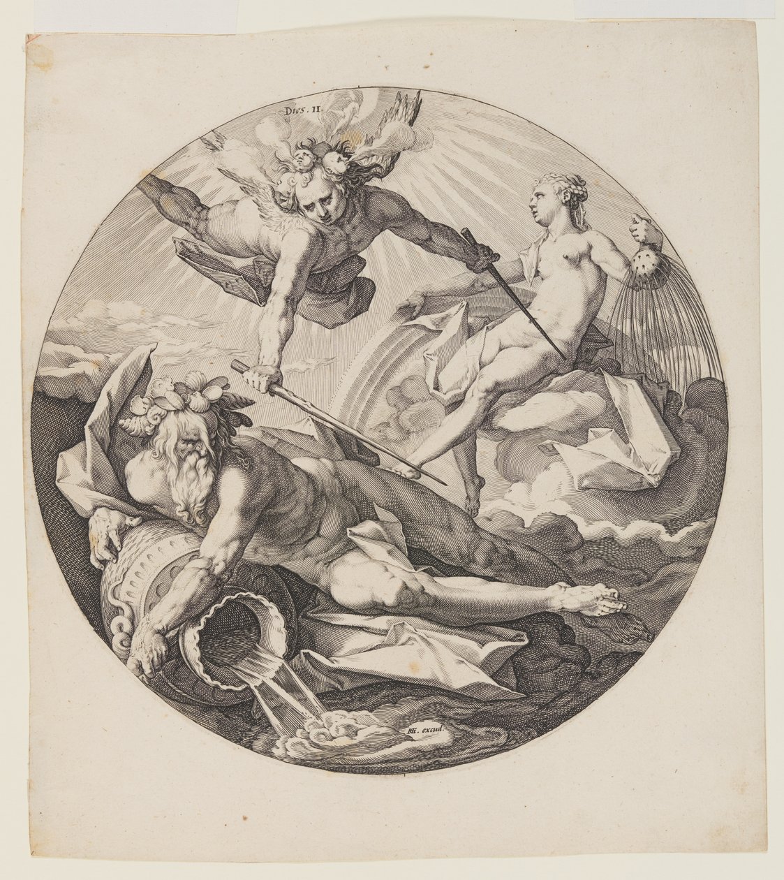 De tweede dag, plaat 3, van Schepping van de wereld door Jan Harmensz. Muller