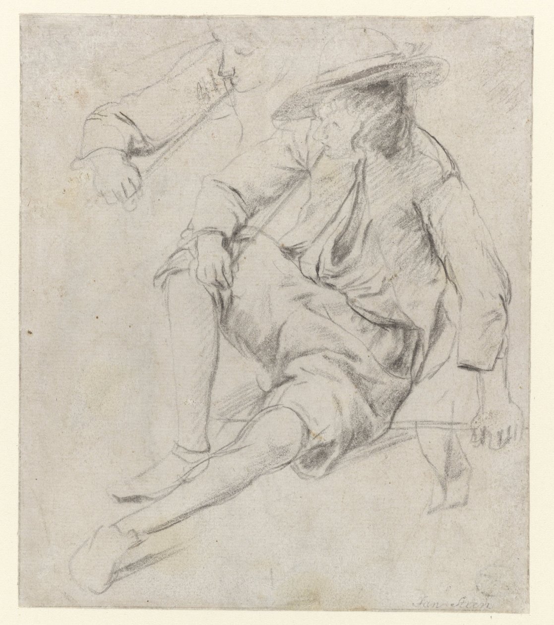 Studie van een zittende man die een pijp rookt door Jan Havicksz. Steen