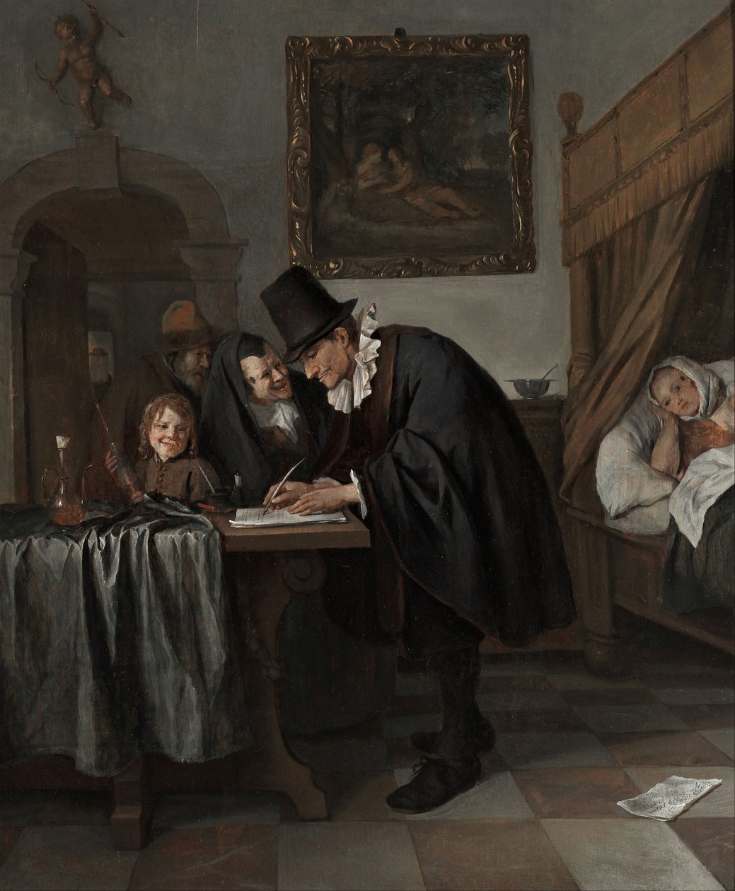 Het bezoek van de dokter, ca.1665 (olieverf op hout) door Jan Havicksz. Steen