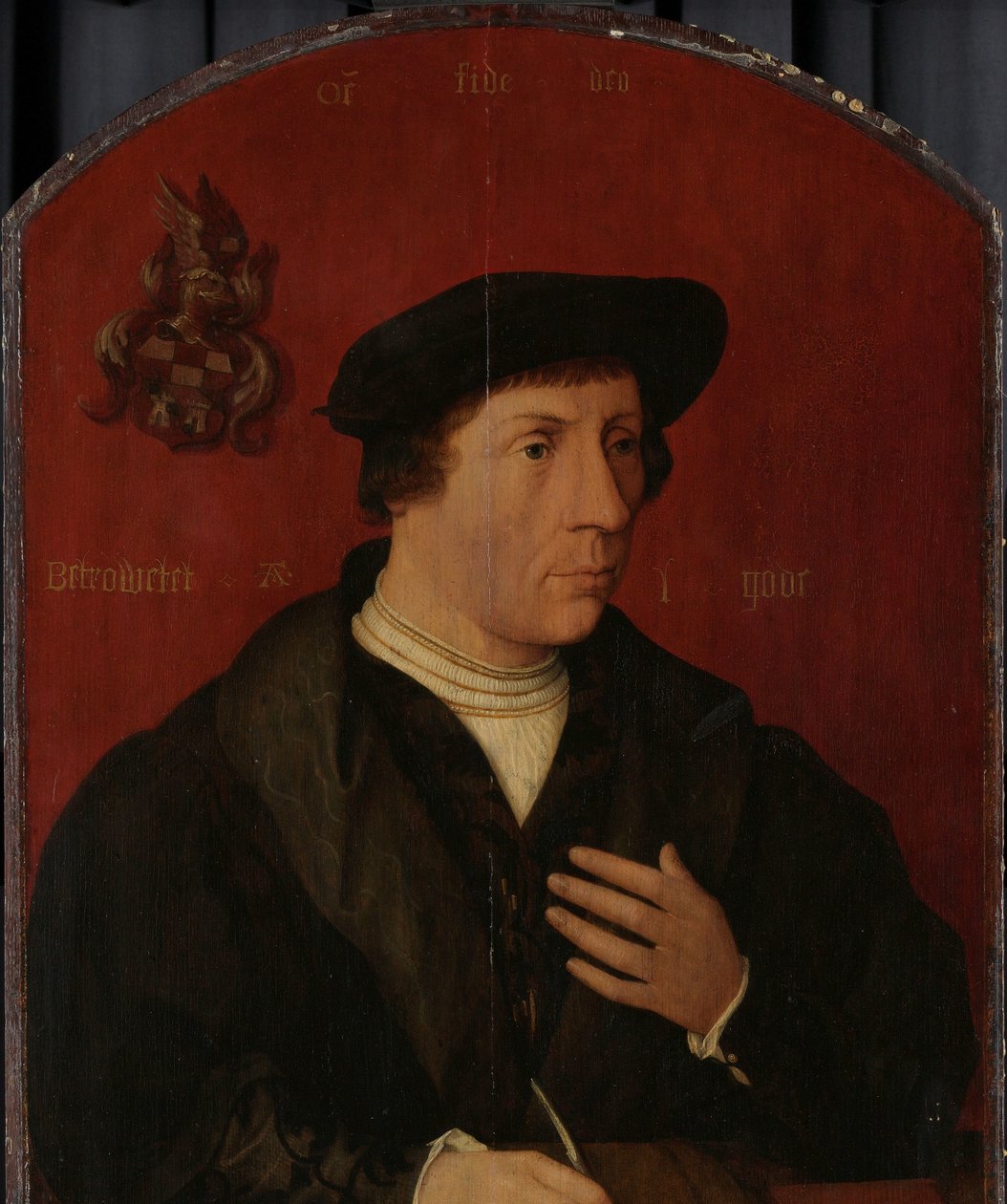 Portret van een man door Jan Jansz Mostaert (circle of)