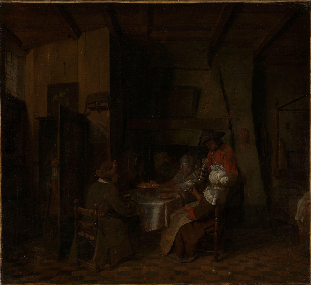 Een gezinsmaaltijd in een boerenhuisje door Jan Josef Horemans the elder