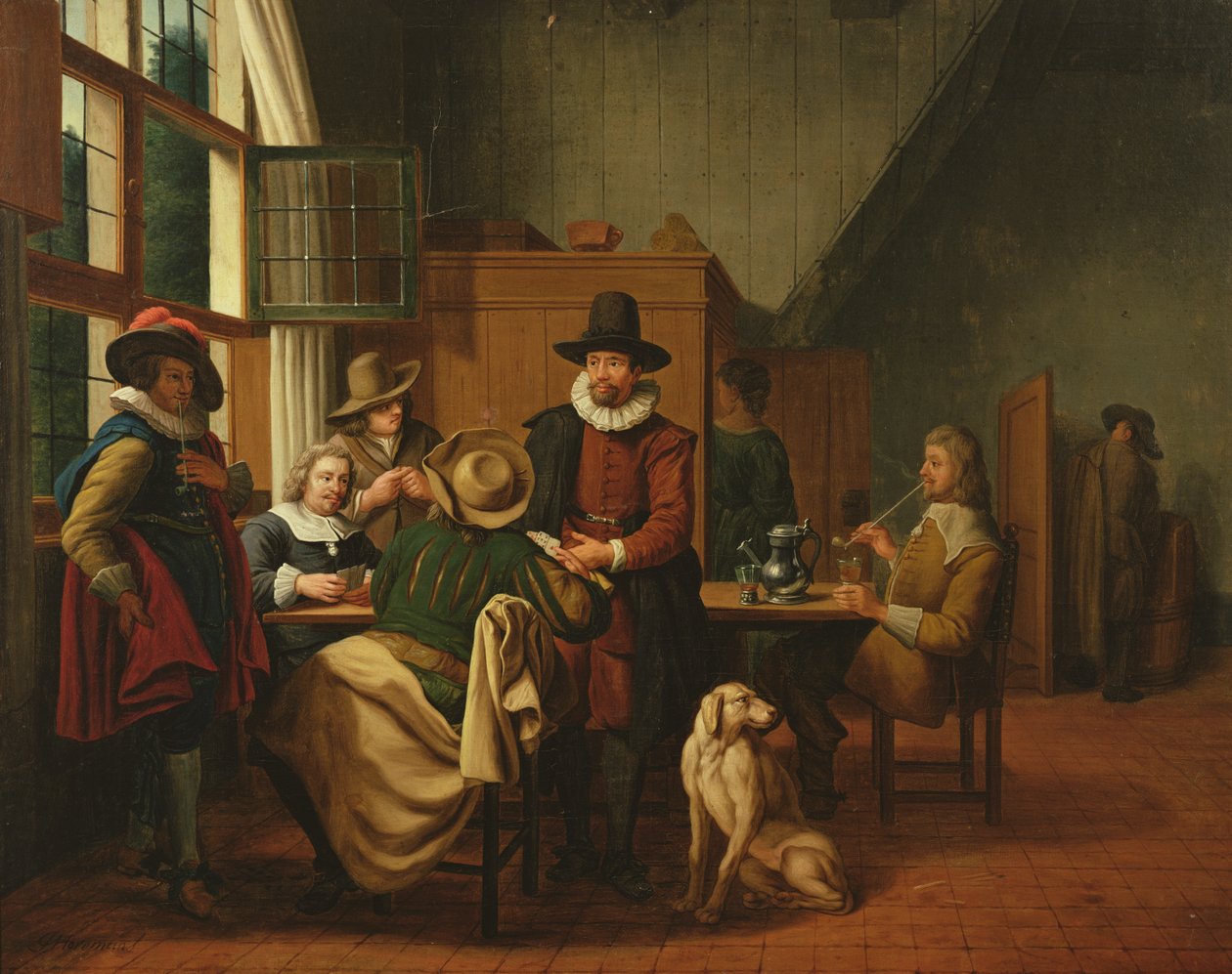 Interieur van een taverne door Jan Josef the Elder Horemans