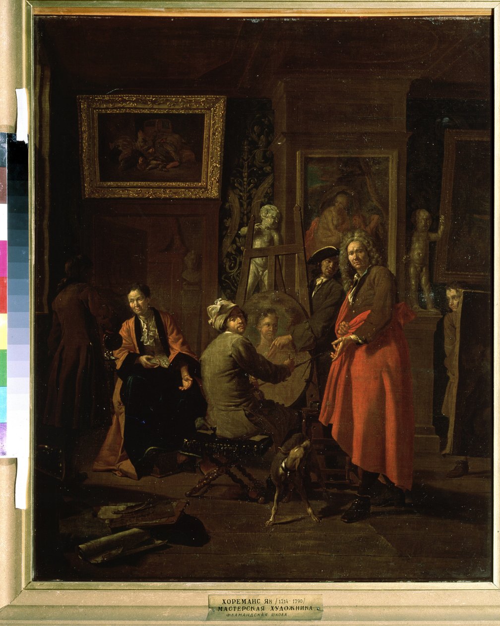 Het atelier van de schilder door Jan Josef the Elder Horemans