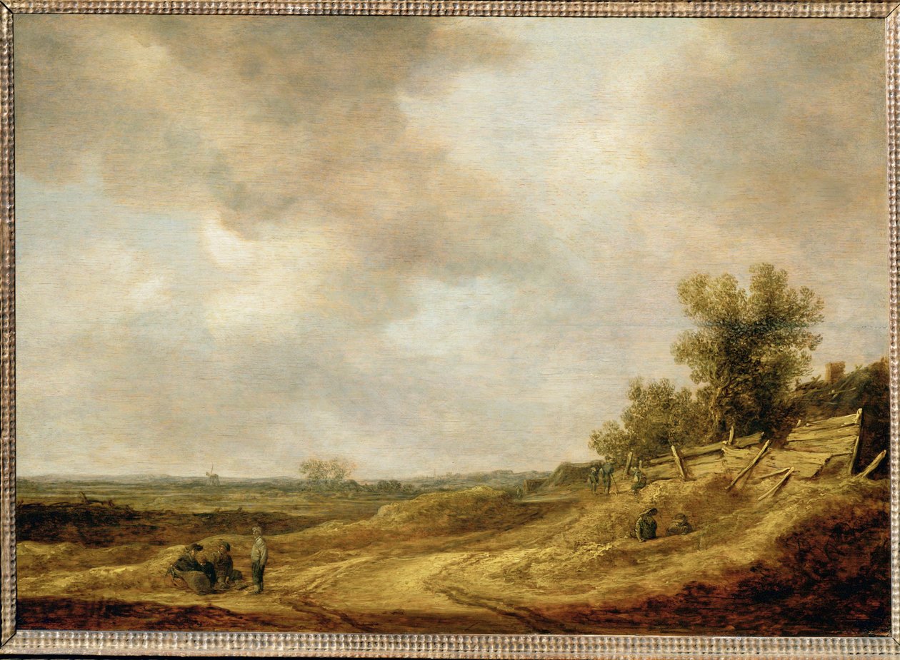 Vlak landschap (schilderij op eikenhout) door Jan Josephsz van Goyen