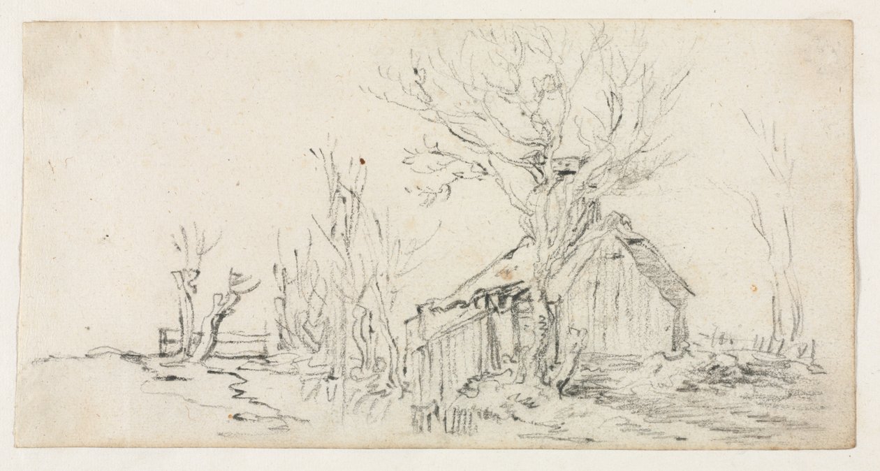 Schets van landschap met huisje, ca. 1630 door Jan Josephsz van Goyen