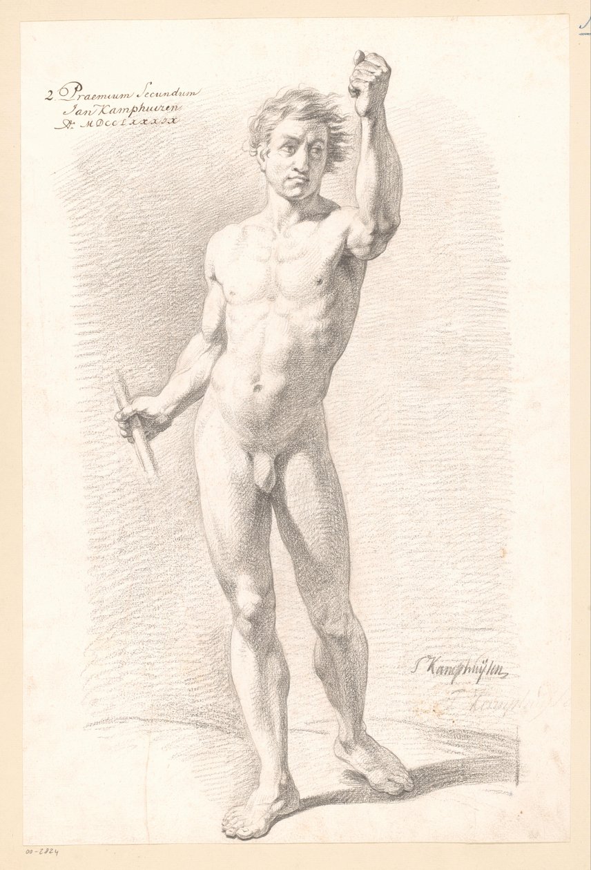 Staand mannelijk naakt, van voren gezien (2e prijs 1789) door Jan Kamphuijsen