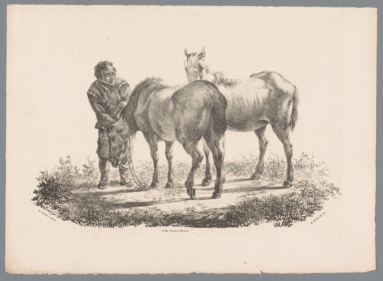 Man en twee paarden door Jan Kobell (III)